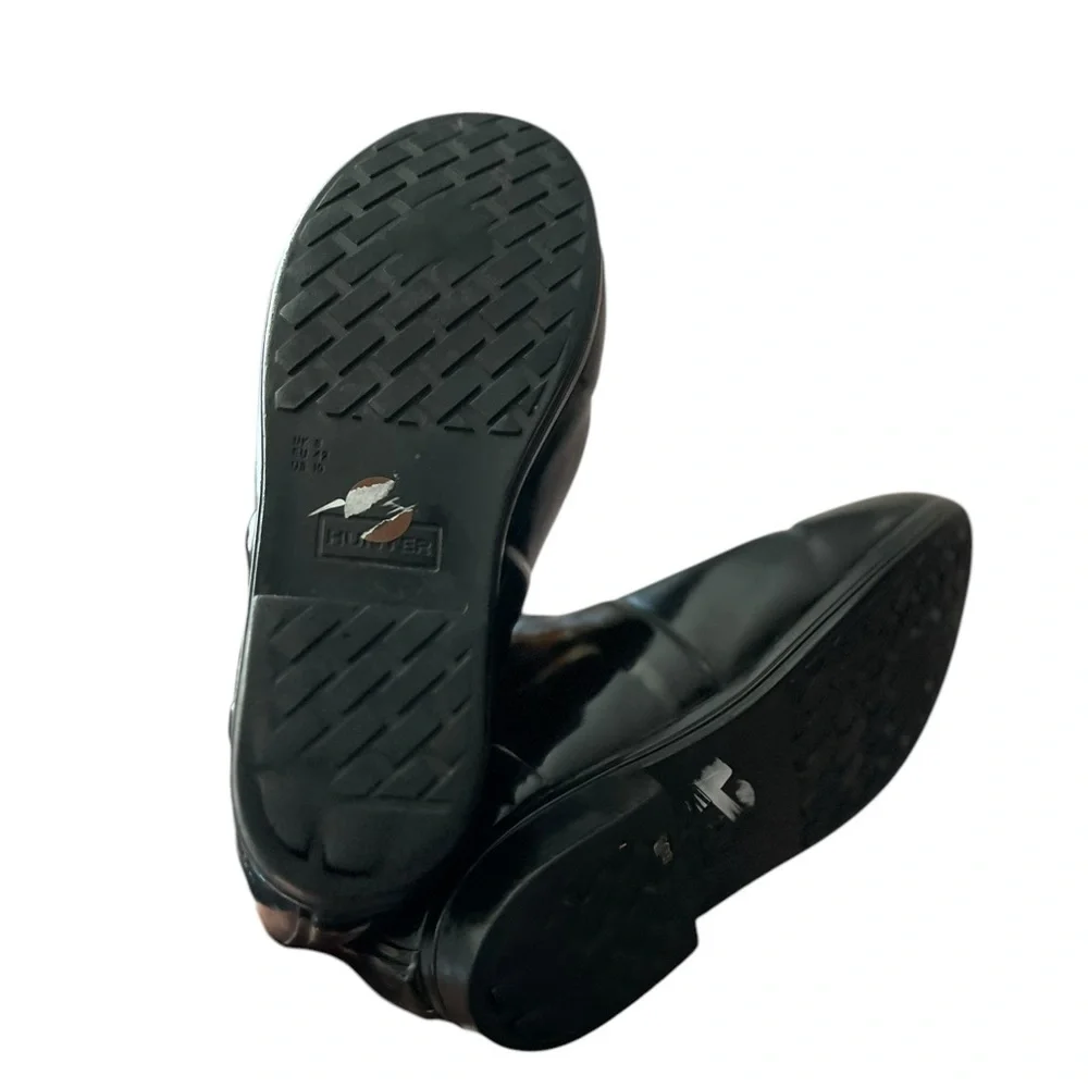 HUNTER Quilted Savoy Tall Pull On Black Refined Gloss Rain Boots